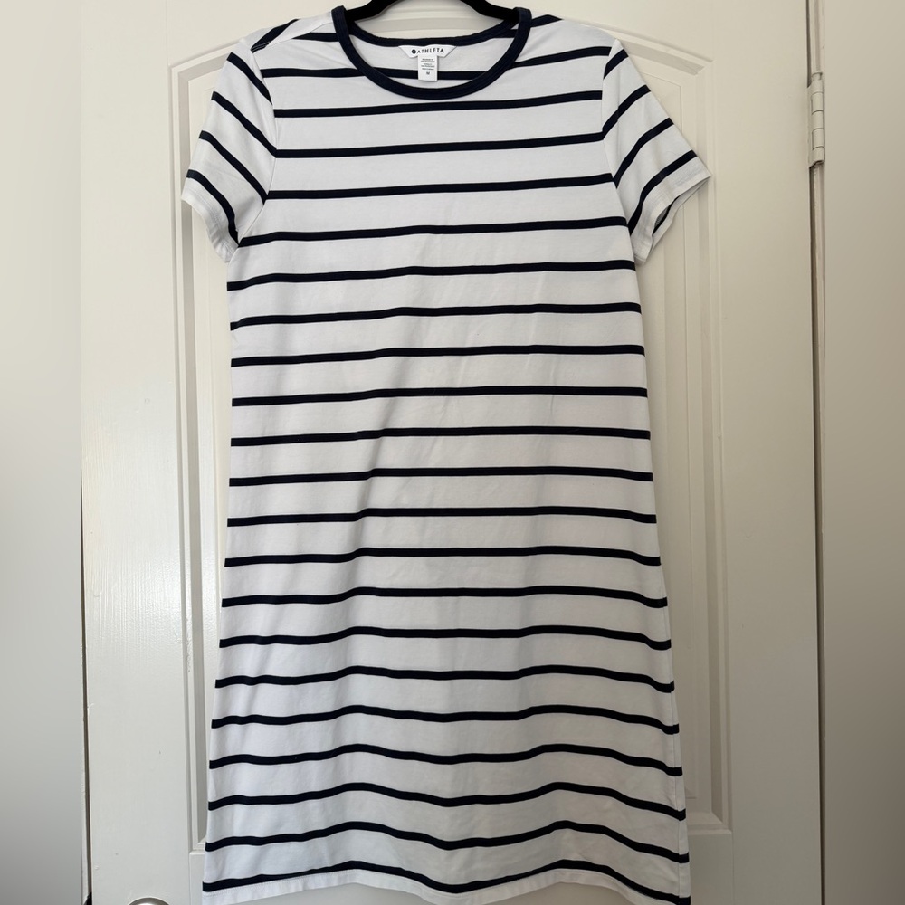 Athleta Striped Dress - Navy and White